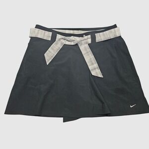 Nike Golf Dri‎ Fit Skort Size 10 Black Wrap Plaid Waist Performance Athletic